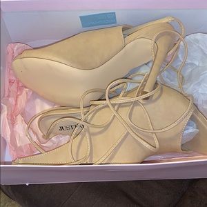 Nude Size 8w straps open toe heel